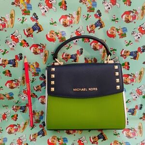 Michael Kors Blue and Green Studded Satchel